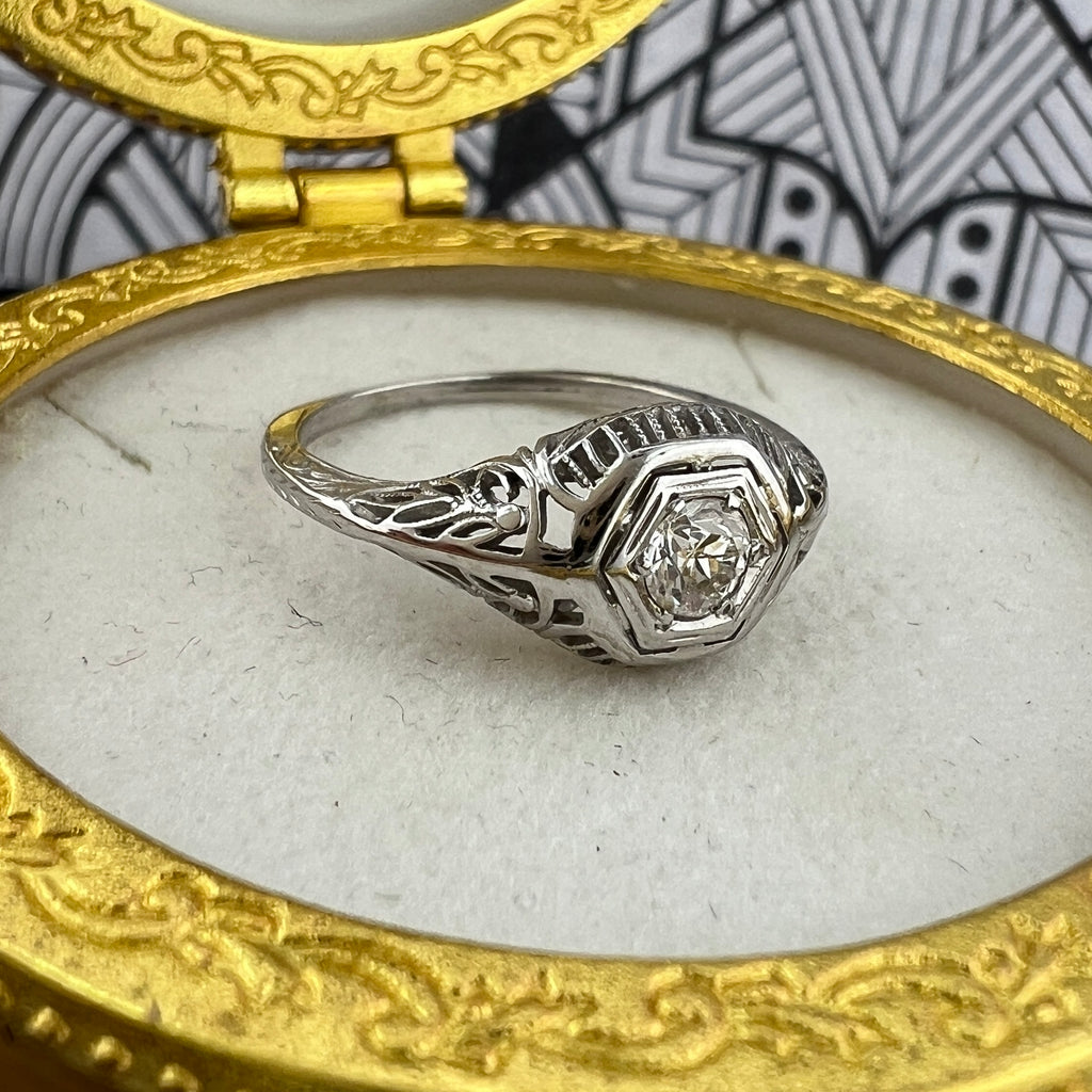 Art Deco Era Diamond Filigree Ring